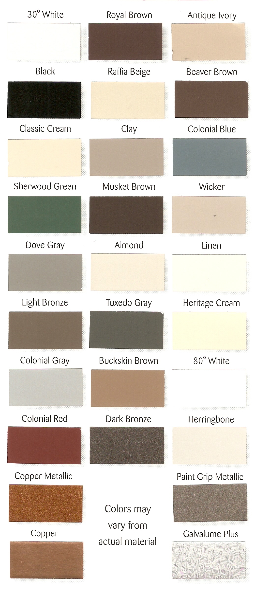 weathershield gutters color chart